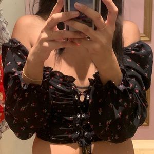 Black laced crop top